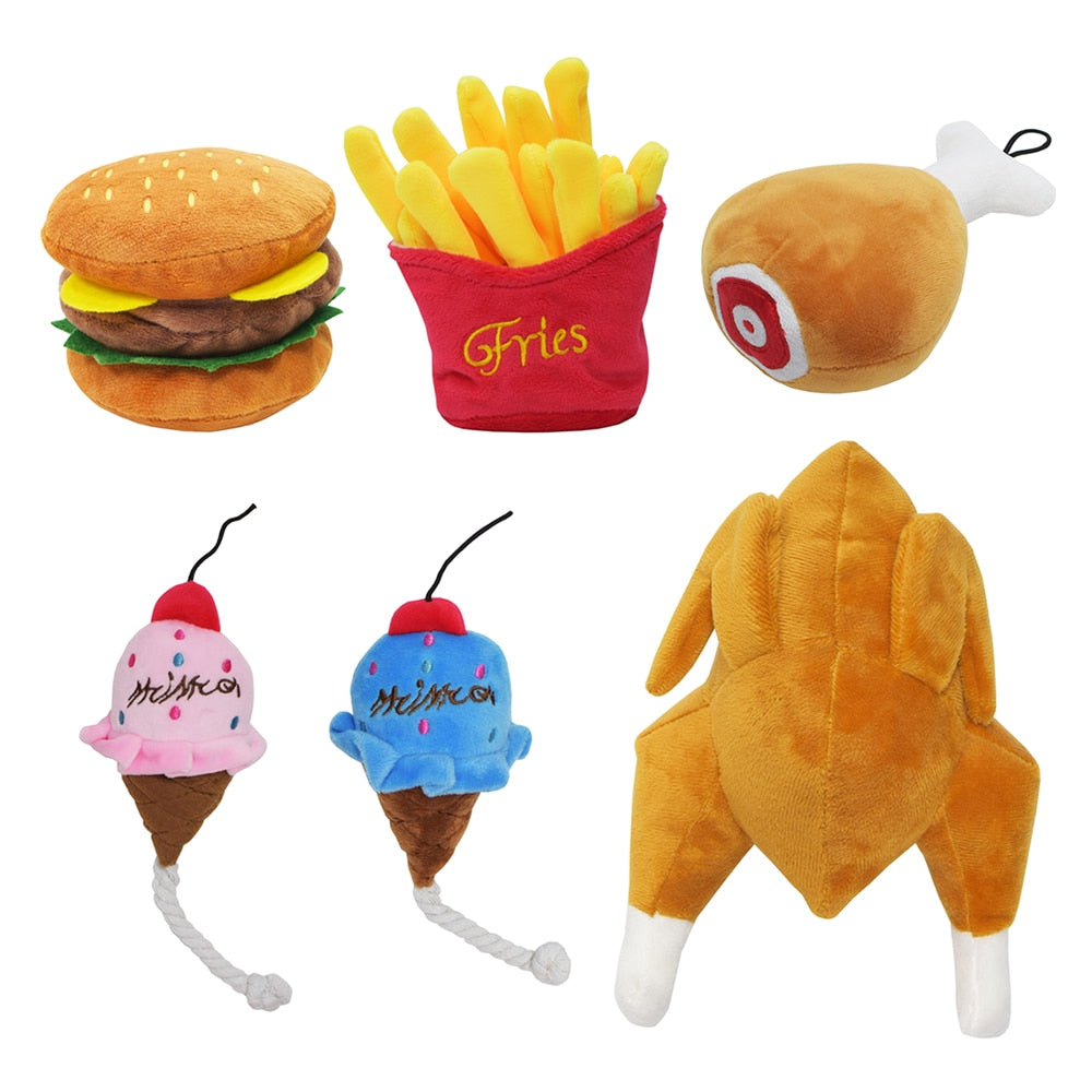 Dog Toy Plushies - Burgers, Brews, and More